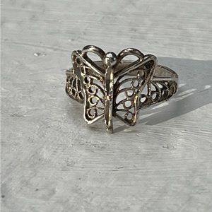925 Sterling Silver Filigree Butterfly Ring